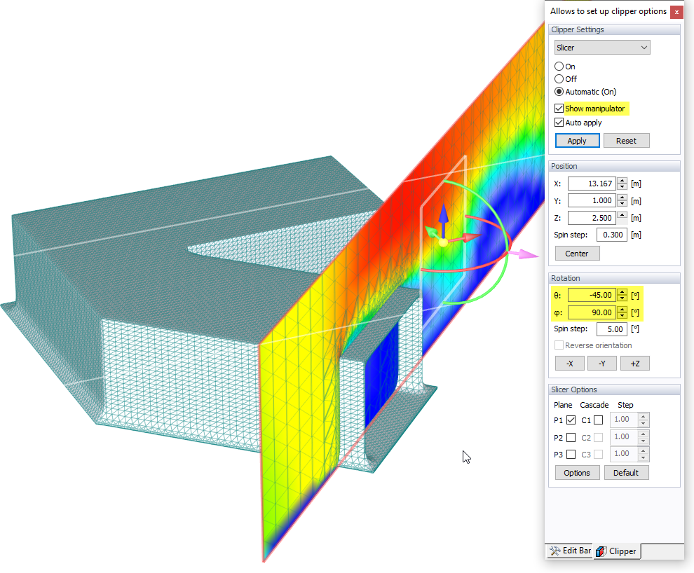 Slicer Plane, Velocity Field Results on Non-Parallel Plane